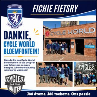 𝗙𝗜𝗖𝗛𝗜𝗘 𝗙𝗜𝗘𝗧𝗦𝗥𝗬𝗦𝗣𝗔𝗡 🚴🚴

’n Besonderse dankie aan Cycle World Bloemfontein wat ons fietsryspan met splinternuwe baadjies geborg het!

Ons Fichies lyk ekstra spoggerig! Julle ondersteuning en belegging in ons leerders word opreg waardeer.

Baie dankie dat julle deel is van ons Fichie-familie!

@cycleworld_bloemfontein 

#fichiefietsry #joudrome #joutoekoms #onspassie