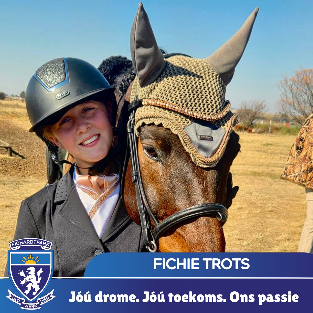 𝗙𝗜𝗖𝗛𝗜𝗘 𝗧𝗥𝗢𝗧𝗦

Baie geluk aan Chrisilee Rossouw wat gekies is vir die Vrystaat Core League Schools Equestrian Team 2026! 

Chrisilee gaan van 24 tot 28 September 2026 aan die Nasionale Kampioenskappe by Kyalami Equestrian Park in Johannesburg deelneem.

Met haar deelname aan die Nasionale Kampioenskappe sal sy volle Vrystaat Skolekleure verwerf – ’n besondere prestasie waarop ons as skool ongelooflik trots is!

Baie geluk, Chrisilee! Ons wens jou alle sterkte toe vir die Nasionale Kampioenskappe. Ry met trots! 🐴

#fichietrots #joudrome #joutoekoms #onspassie