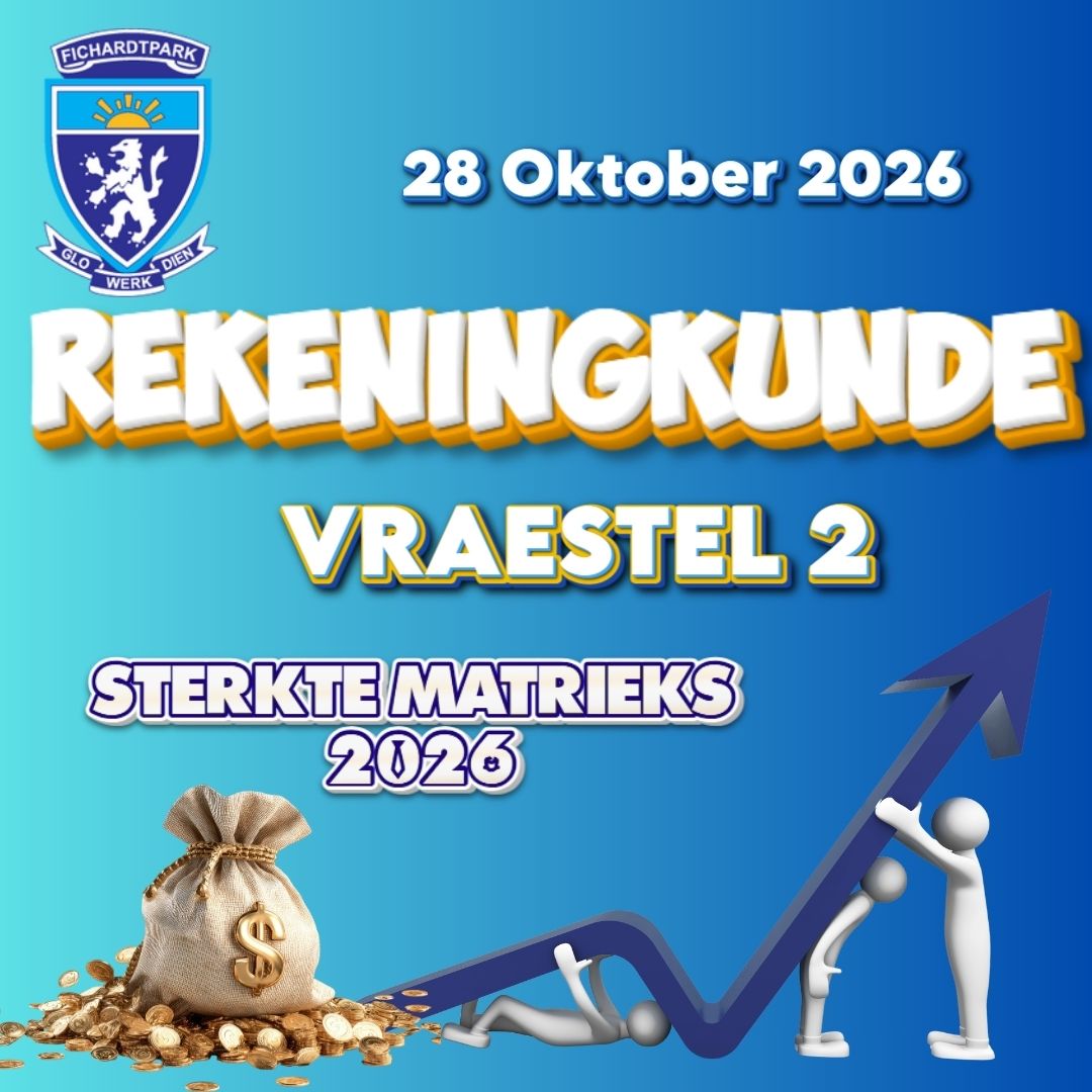 NSS EINDEKSAMEN 2026: 

"Moenie oor alles besorg wees nie, maar bid oor alles sodat God jou vrede kan gee wat alle verstand te bowe gaan." Fil 4:6-7

#fichieakademie #joudrome #joutoekoms #onspassie