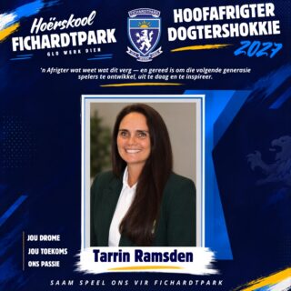 𝗡𝗨𝗪𝗘 𝗛𝗢𝗢𝗙 𝗩𝗔𝗡 𝗗𝗢𝗚𝗧𝗘𝗥𝗦𝗛𝗢𝗞𝗞𝗜𝗘 🏑

Met groot opgewondenheid en trots kondig Hoërskool Fichardtpark die aanstelling van Tarrin Ramsden as ons nuwe Hoof van Dogtershokkie aan!

Met ’n Vlak 3-afrigtingskwalifikasie en 20 jaar se afrigtingservaring bring Tarrin ’n skatkis van kennis, passie en kundigheid na ons hokkieprogram.

Haar ervaring strek van laerskoolvlak tot op die internasionale verhoog, waar sy oor die jare spelers op verskeie vlakke ontwikkel, afgerig en begelei het.

’n NUWE ERA VIR FICHIE-DOGTERSHOKKIE

Met ’n duidelike visie en ’n passie vir die sport is Tarrin gereed om ons dogters te inspireer, hul talent te ontwikkel en hulle te begelei om nuwe hoogtes te bereik – op én van die hokkieveld af.

Met passie. Met doelgerigtheid. Met visie.

Die toekoms van Fichie-dogtershokkie lyk blink!

Welkom by die Fichie-familie, Tarrin! Ons sien met groot opgewondenheid uit na die pad vorentoe en die hoogtes wat ons saam gaan bereik!